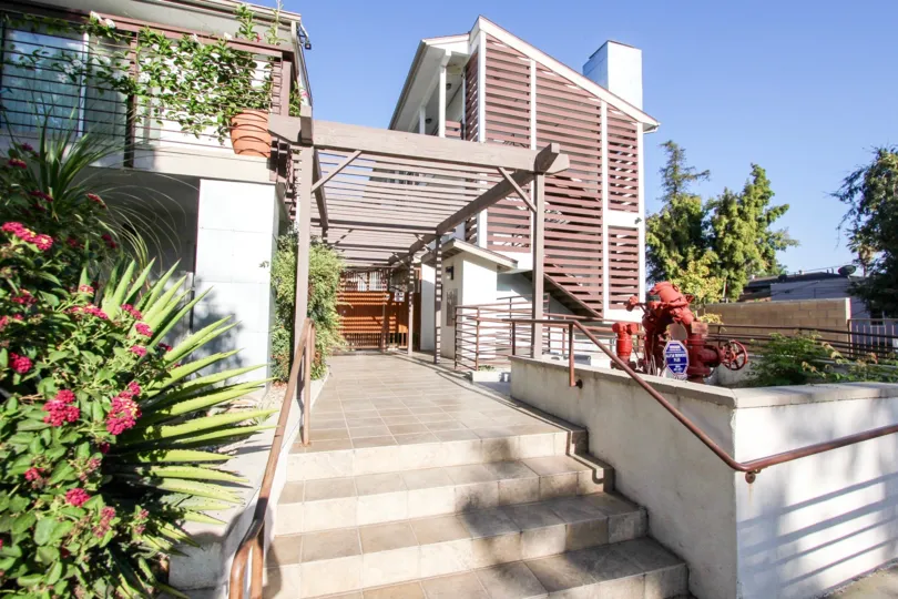 The stairs leading up to the Villa Catalina
