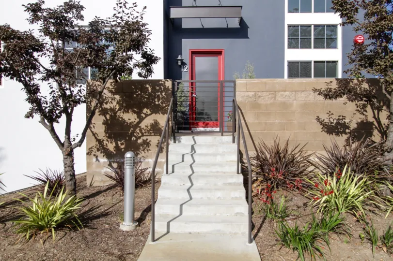 The stairs up to the entrance into Bridgeway Mills in Playa Vista