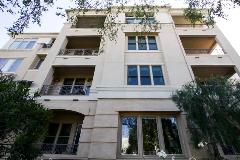 The balconies at the Chatelaine in Playa Vista
