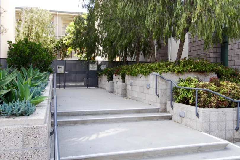 The landscaping seen around the Concerto at Playa Vista