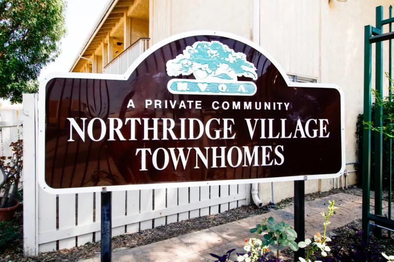 The sign for Northridge Village in Reseda California
