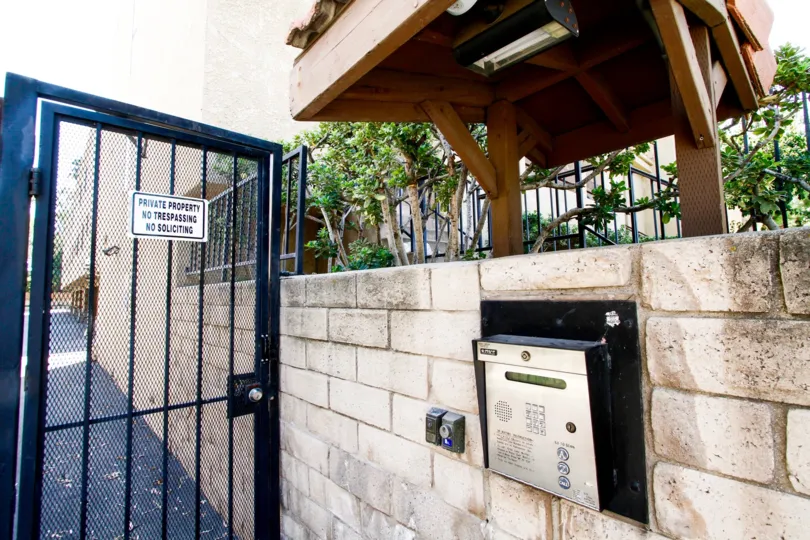 The security entrance into Sherman Plaza