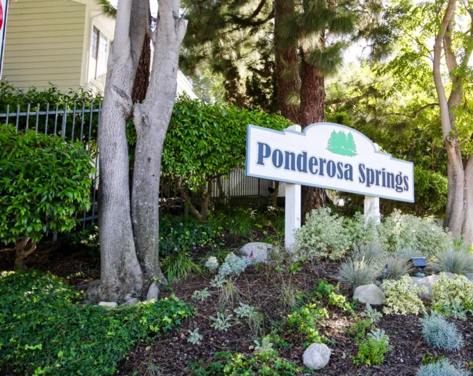 The sign for Ponderosa Springs in San Pedro California