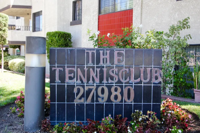 The welcoming sign into The Tennis Club in San Pedro California