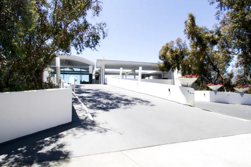 The drive way into 101 Ocean in Santa Monica