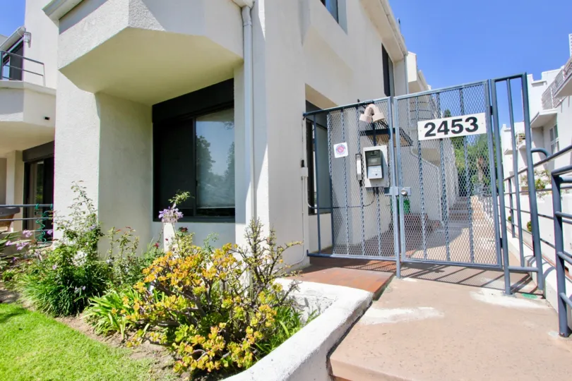 A gated entrance to a home in Santa Monica provides added security and privacy