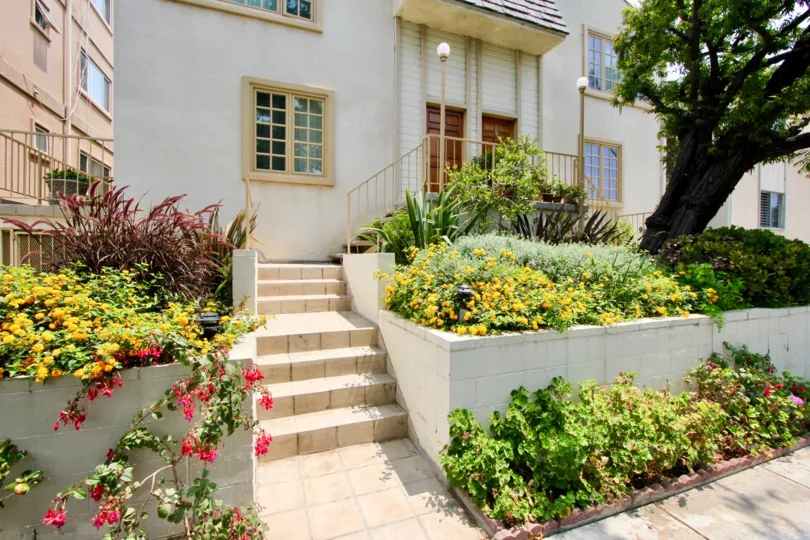 A great day in the 943 12th St with a small stair and flowers.