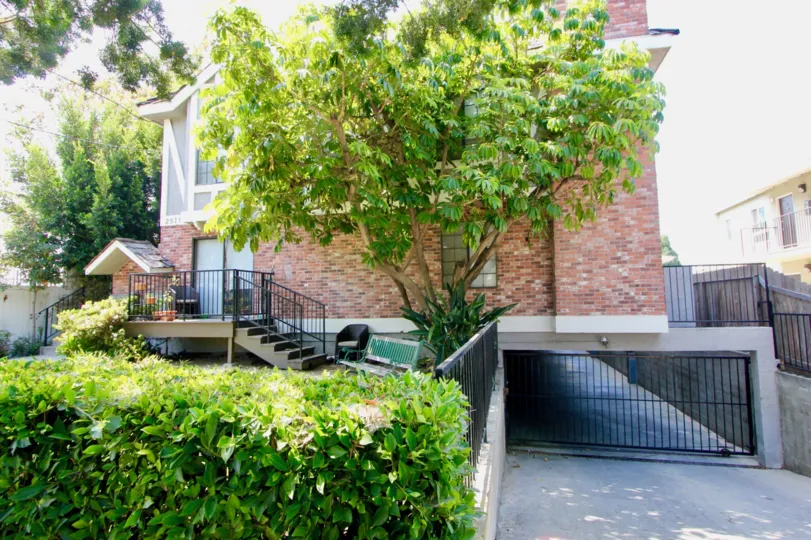 A HOUSE WITH STEPS AND ALSO ALONE AT THE PEACEFUL PLACE WITH GREEN PLANTS AT THE MORNING TIME