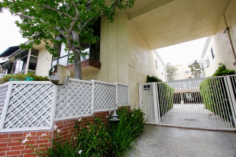 White metallic entry of a big building in santa monica