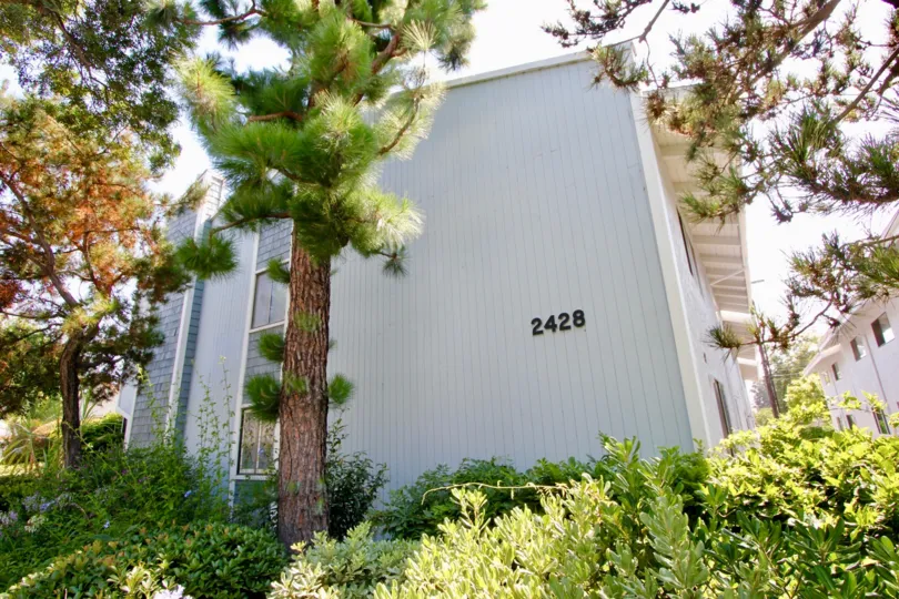 simple and large building in California with many plants and trees