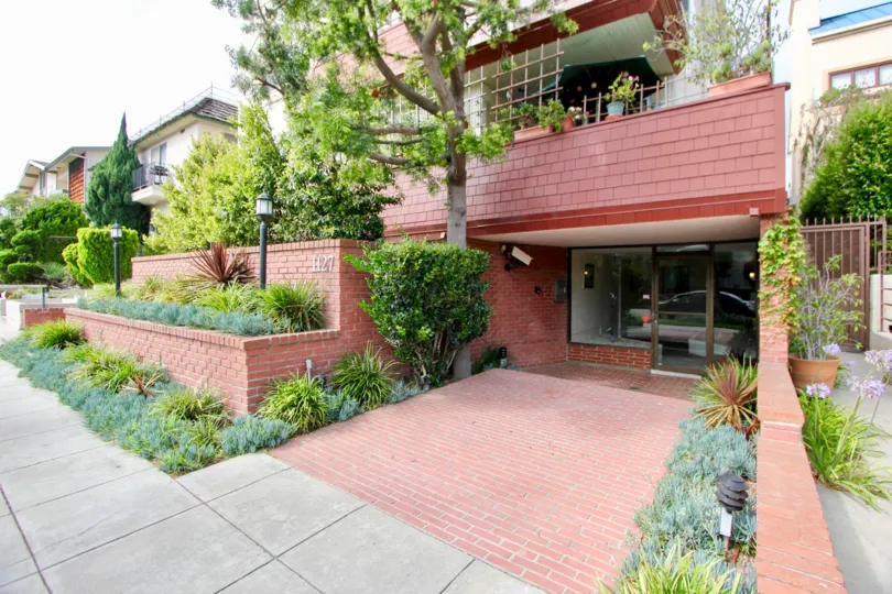 beautifully red brick walls of Monica Villas, Santa Monica, california