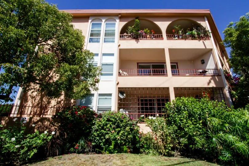 The balconies at Pacific Bay Towers