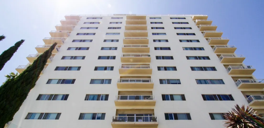 The balconies at Santa Monica Bay Tower in Santa Monica