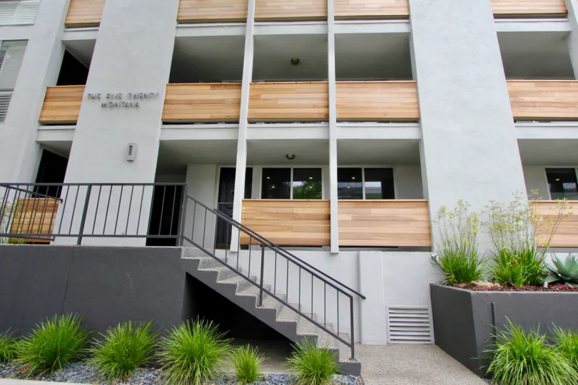 Modern building with garden in the Santa Monica Terrace community.