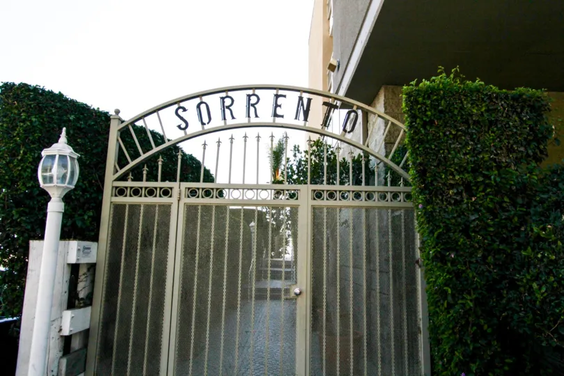 The gate into the Sorrento Grill in Santa Monica