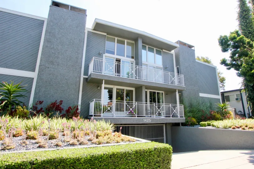 Gray building with white metallic working in santa monica