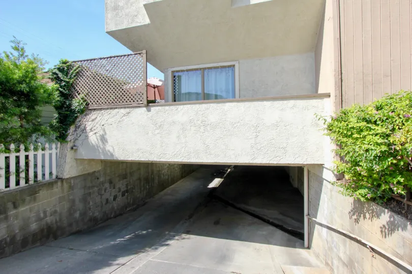 A very close view of Stanford Townhomes's underground drive in entrance santa monica, california
