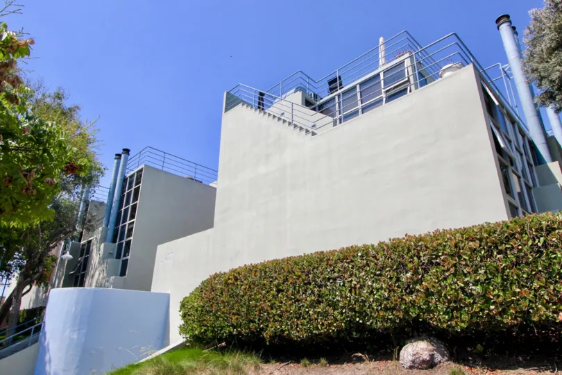 The back yard of a villa with plants in Suntech Townhomes