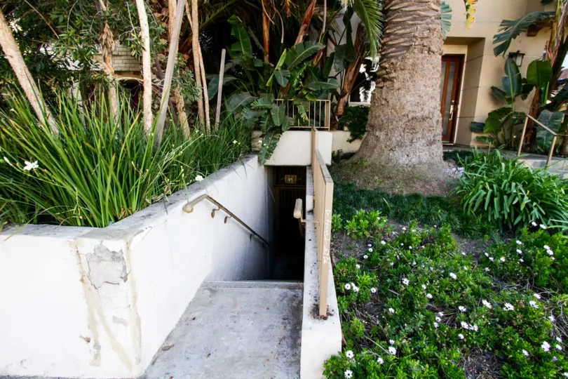 The stairs leading down into Third Street Townhomes