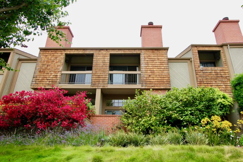 Big house in santa monica with plants and flowers in a lawn