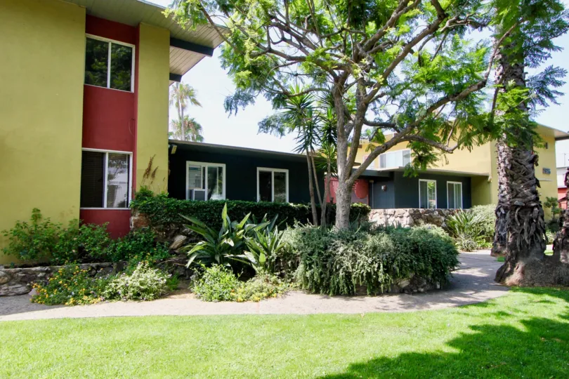 A well kept yard at the homes of the West Winds in Santa Monica, California.