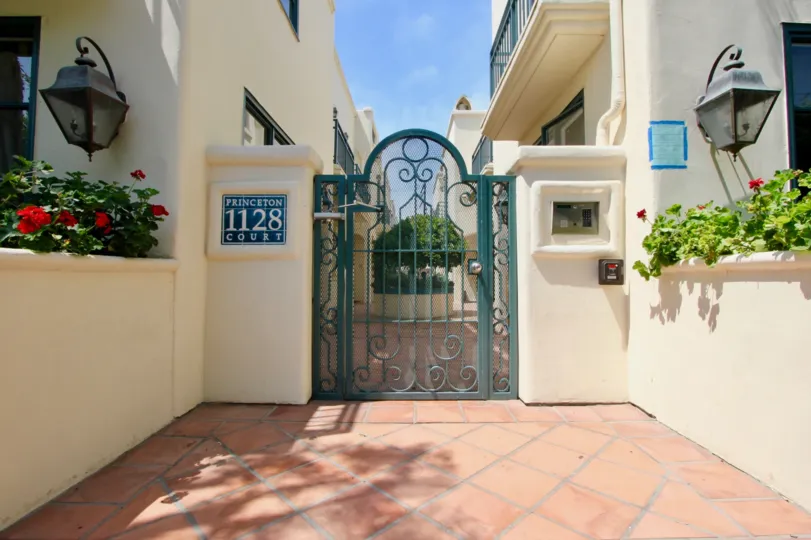 A very close shot of the security system of Wilshire Princeton, Santa Monica, California