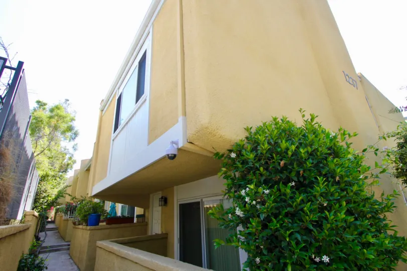 Outside a unit at Yale Villas in Santa Monica, California on a very sunny day