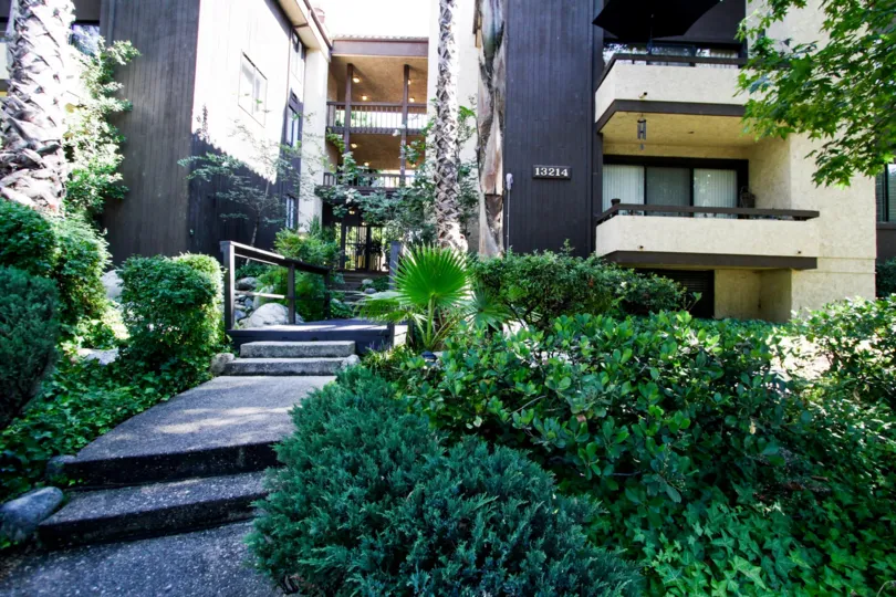 The balconies seen at 13214 Moorpark St in Sherman Oaks