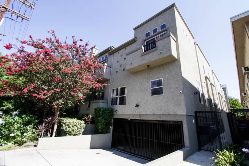 The drive into the parking garage for 13250 Moorpark St