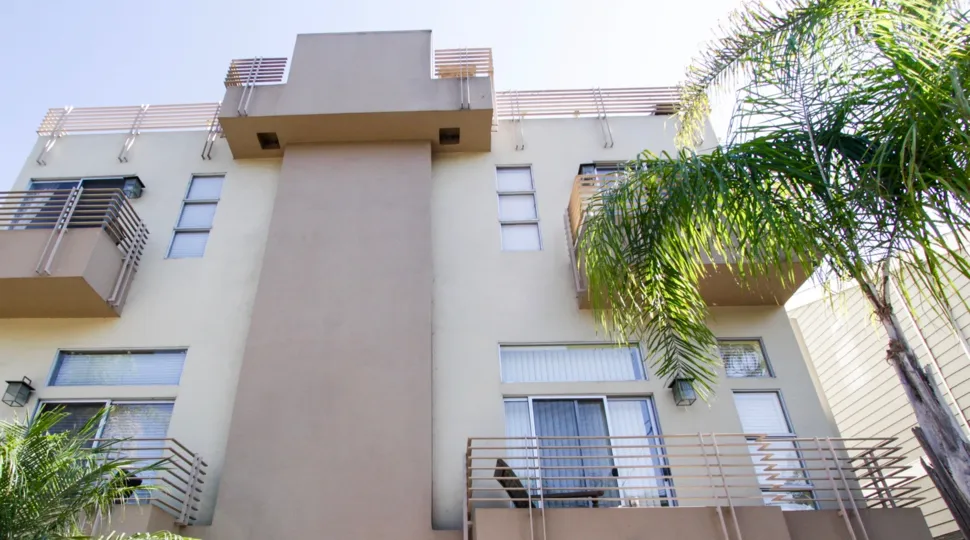 The balcony seen at 13440 Moorpark St