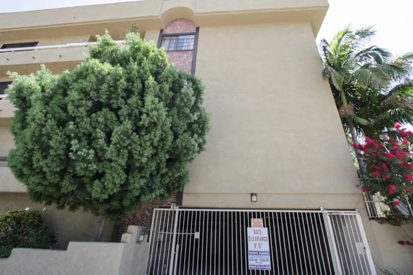 The gate for parking at 4430 Noble Ave in Sherman Oaks