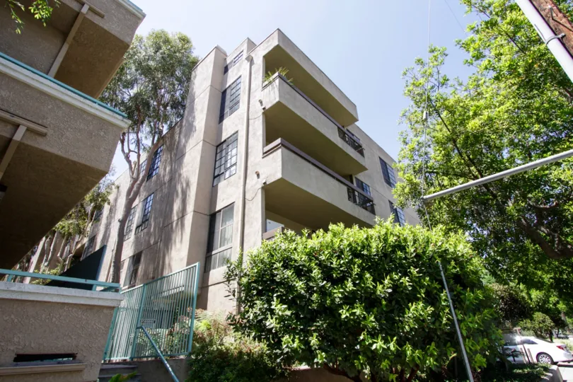 The balconies seen at Dickens Court Condominiums in Sherman Oaks