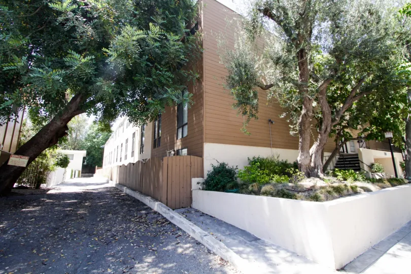 The sidewalk in front of Dickens Terrace South