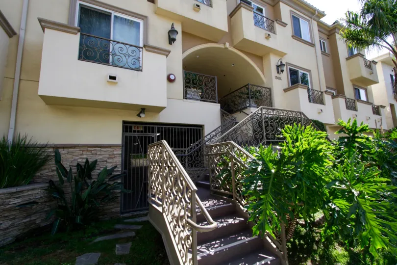 The stairs up to the entrance of Magnolia Terrace in Sherman Oaks
