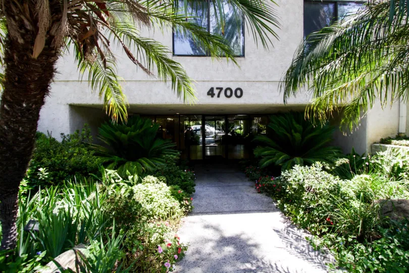 The Oakwood address written on the building in Sherman Oaks
