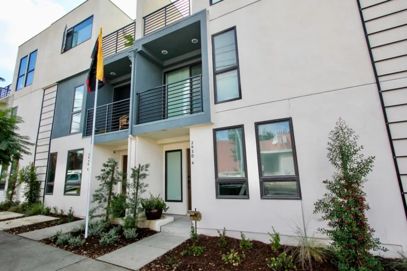 The sidewalk up to units at 29 Twenty in Silver Lake, California