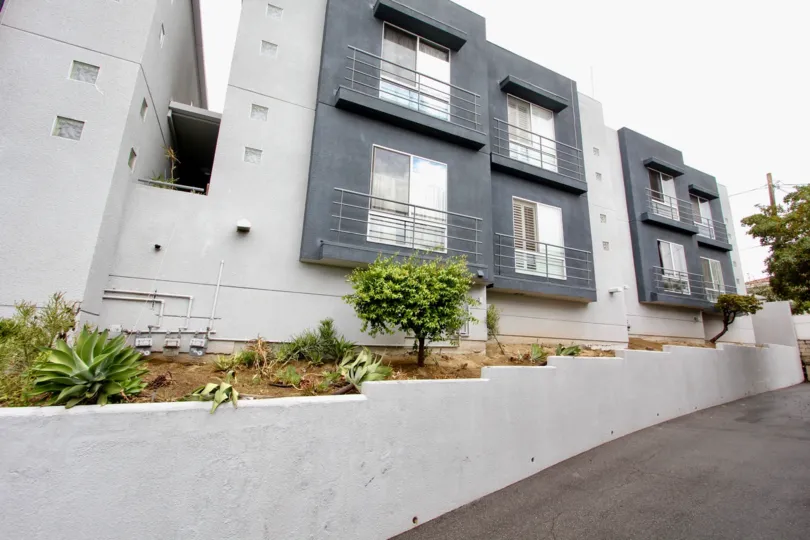 The brick wall in front of City View Estates in Silver Lake, California