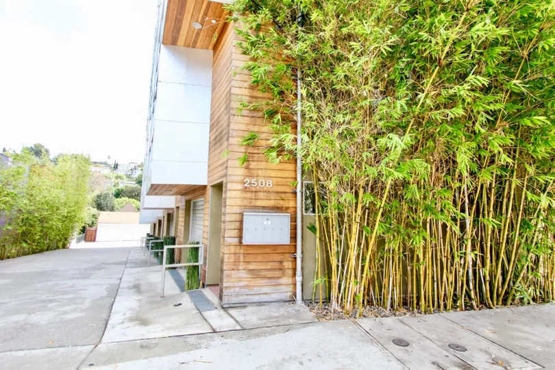The landscaping around Hyperion Lofts