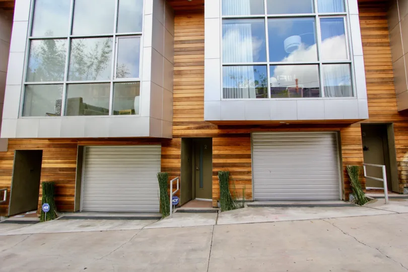 The sidewalk in front of Hyperion Lofts