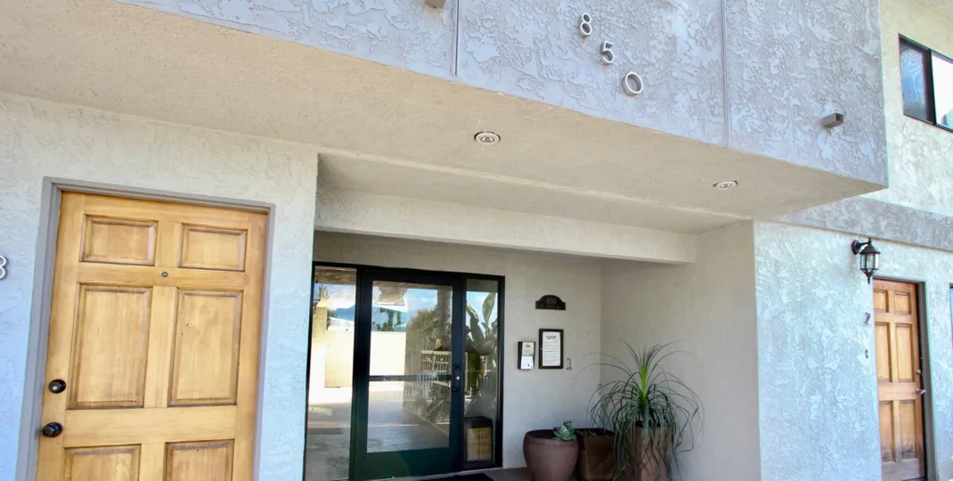 The address above the entrance into Lucile Townhomes