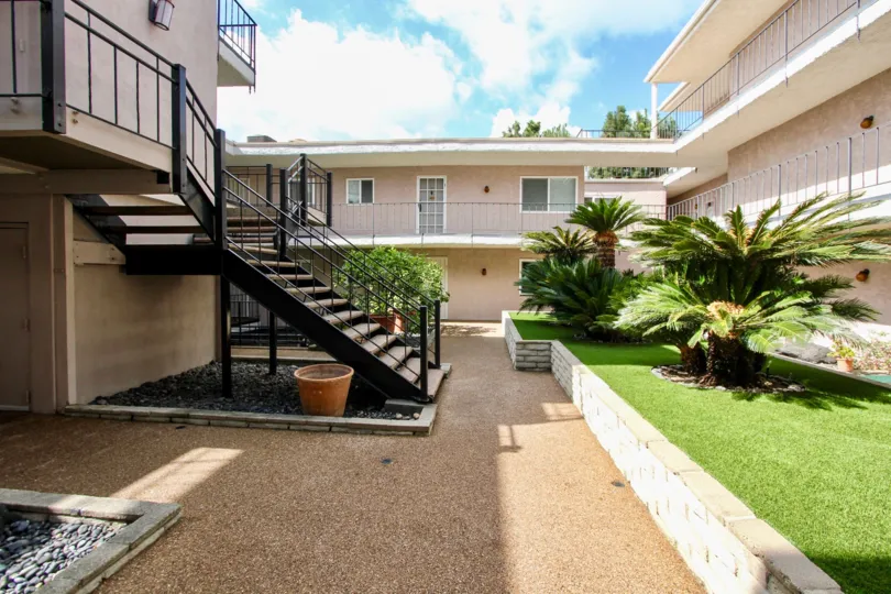 The walkway through Silver View Terrace in Silver Lake, California