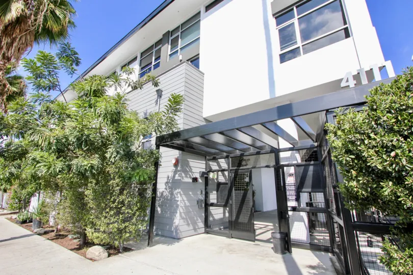 The entryway into Sunset Silver Lake Lofts in Silver Lake, California