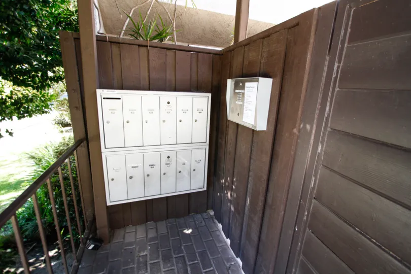 The mail area for residents at 4230 Whitsett Ave in Studio City