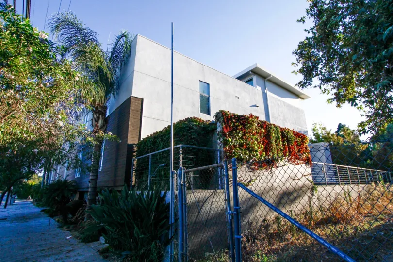 The gated entrance around 4705 Whitsett Ave
