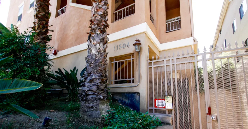 The address of written on the Camellia Park building in Studio City