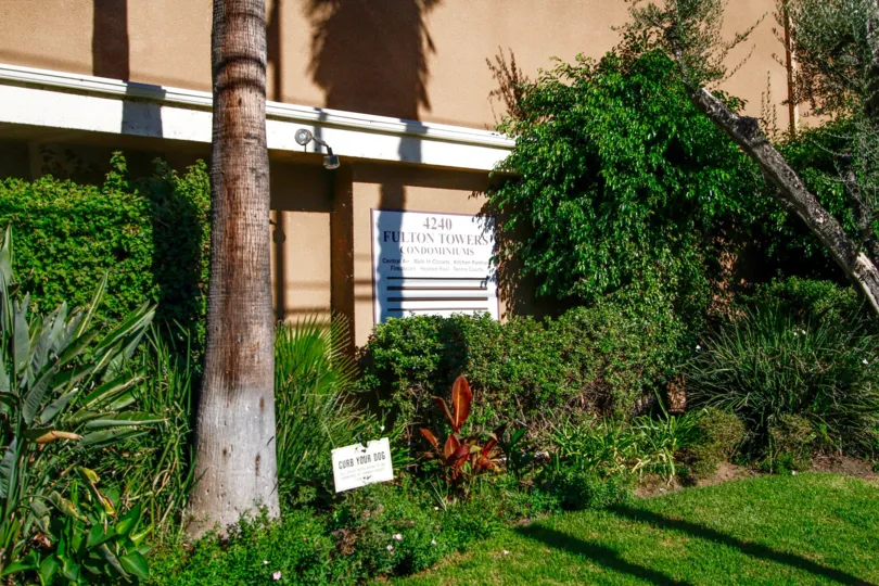 The landscaping around Fulton Towers