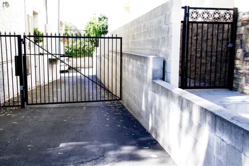 The parking gate for residents at Moorpark Villas in Studio City