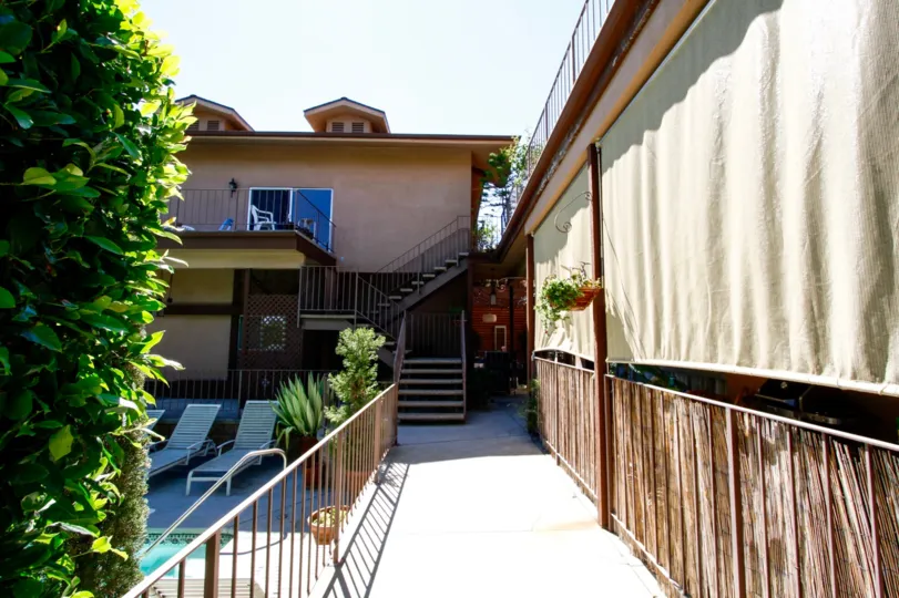 The walkway through the Radford House in Studio City