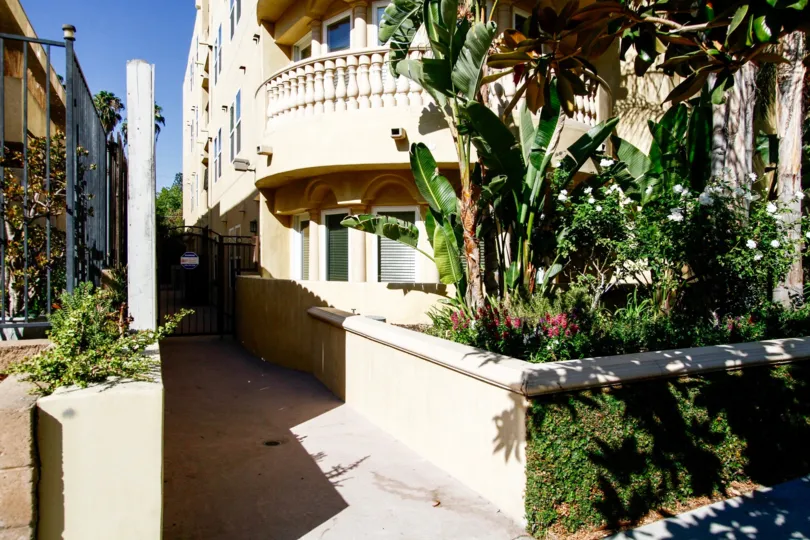 The sidewalk in front of Studio Villas
