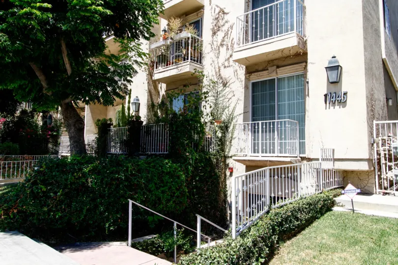 The stairs leading down into the entrance at Villas at Moorpark